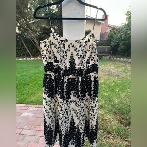 Ann Taylor Black and Cream Spaghetti Strap Midi Sundress